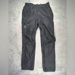 Haglofs Husk Pants Mens Size Small Black Lightweight Windbreaker Elastic Waist